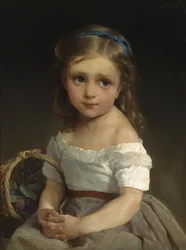 Fille avec panier de prunes